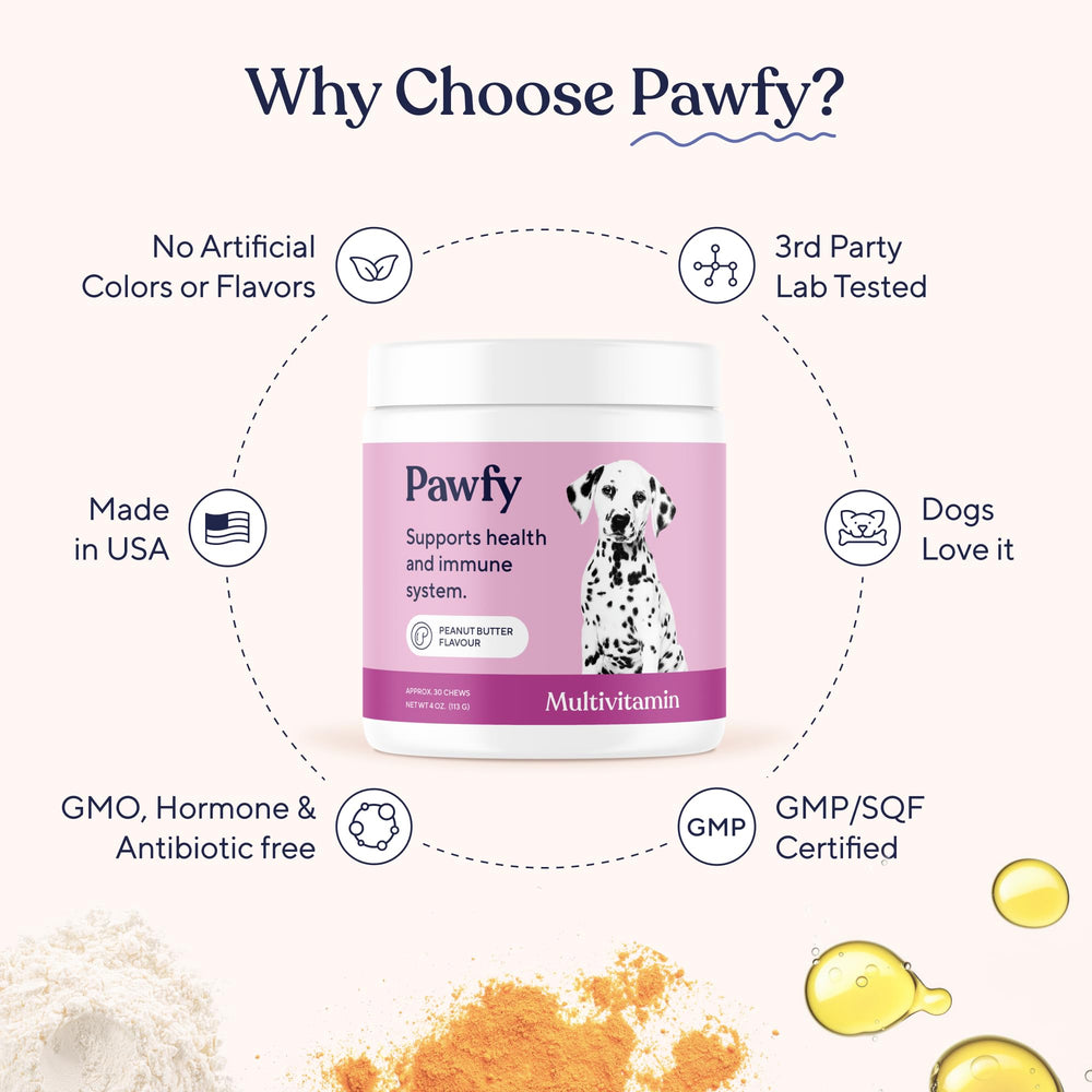 Pawfy palatable chews for dogs offer immune support and taste.