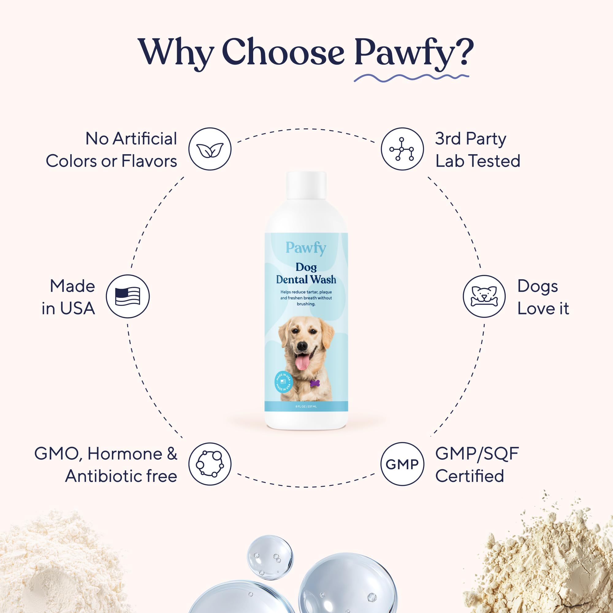 Pawfy dog breath freshener reward scene shows happier dog after daily use