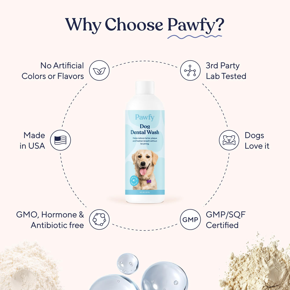 Pawfy dog breath freshener reward scene shows happier dog after daily use