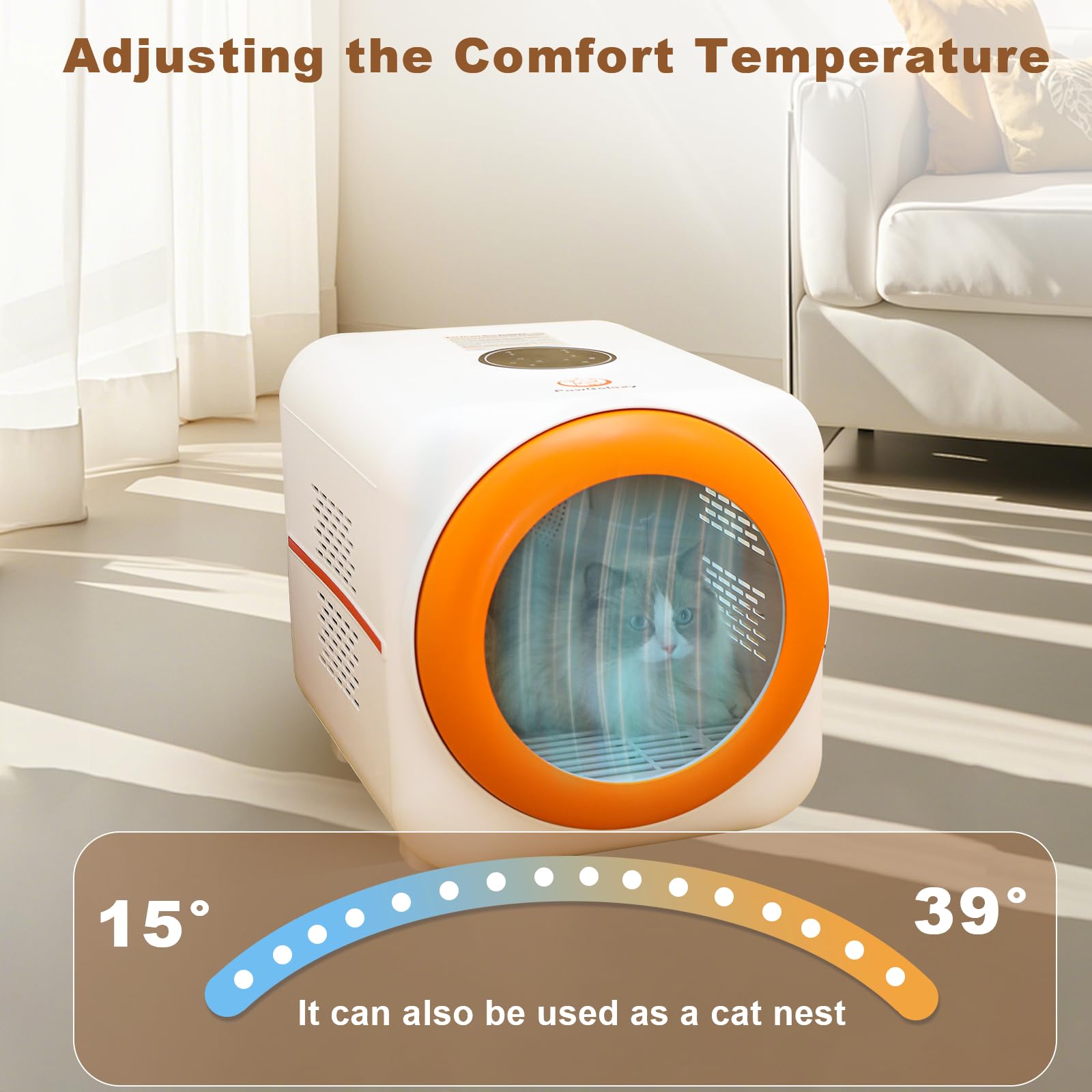 PawGalaxy Pet Dryer Box 360-airflow delivers even drying with low noise.