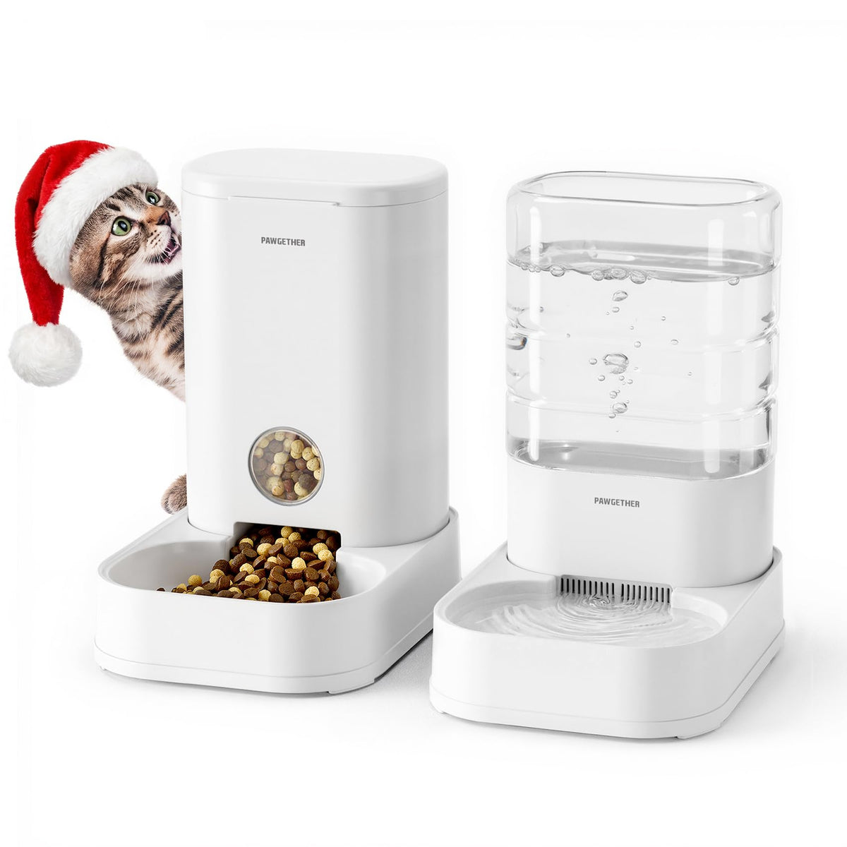 PAWGETHER gravity cat feeder 2-pack for unattended feeding and hydration