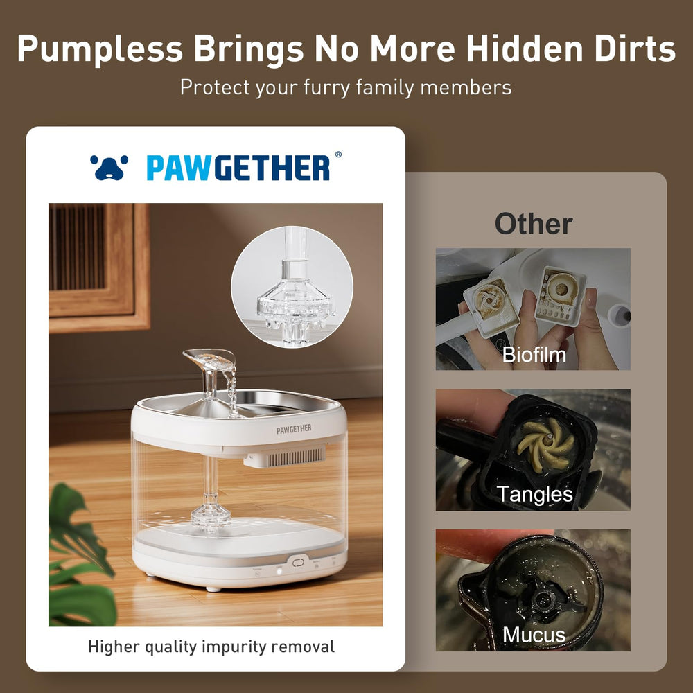 PAWGETHER vertical filtration system image illustrating clean, fresh-tasting water.