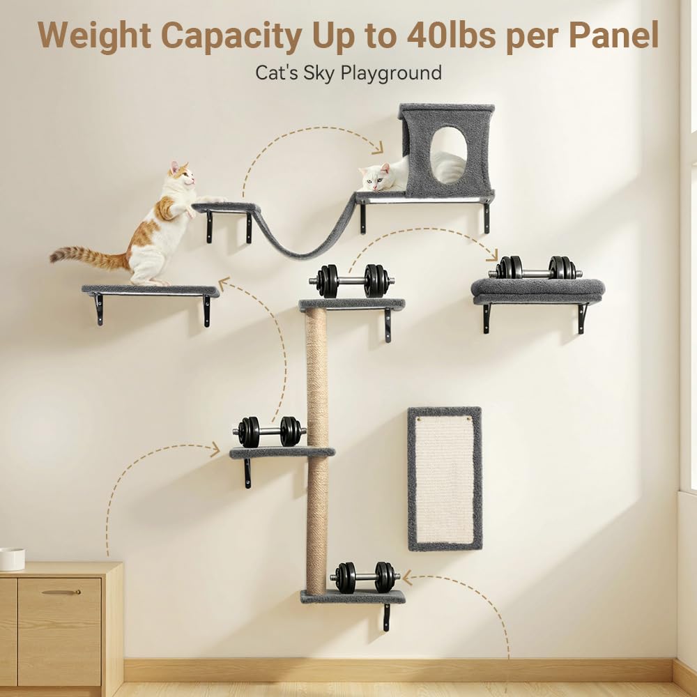 PawGiant Cat Wall Shelves bed offers warm, comfy naps on plush surfaces.