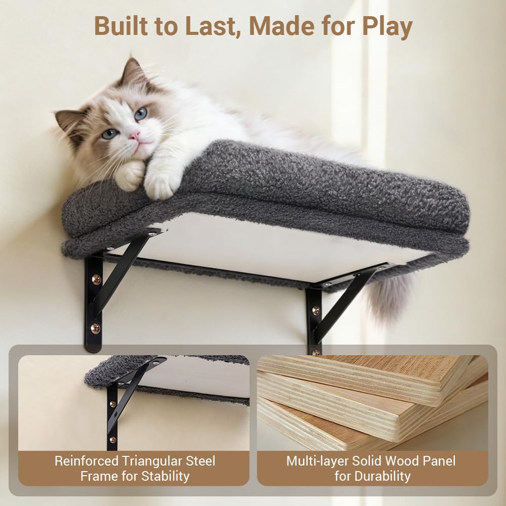 PawGiant Cat Wall Shelves condo house creates a cozy hideaway for cats.
