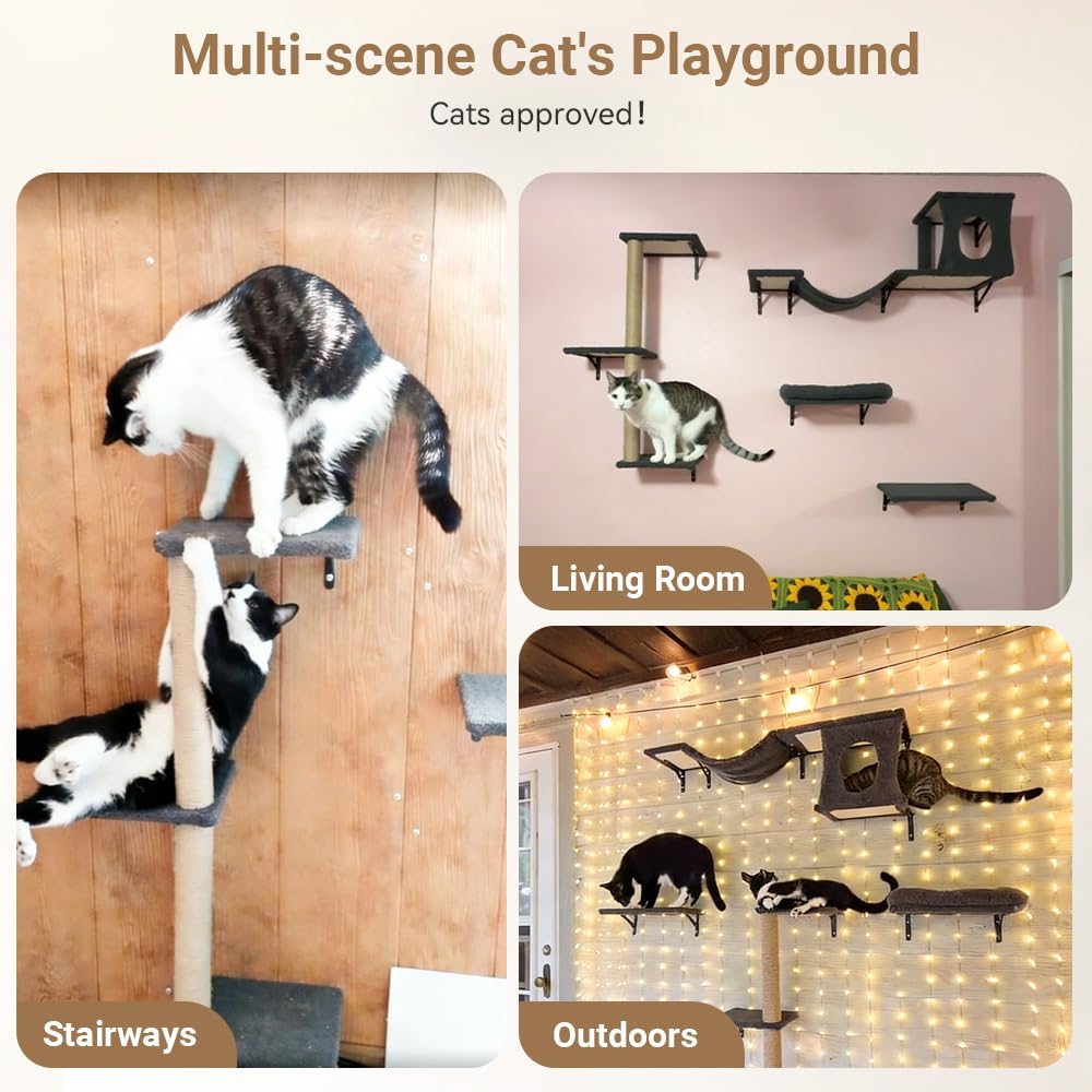 PawGiant Cat Wall Shelves installation-hardware ensures simple, tool-friendly mounting.
