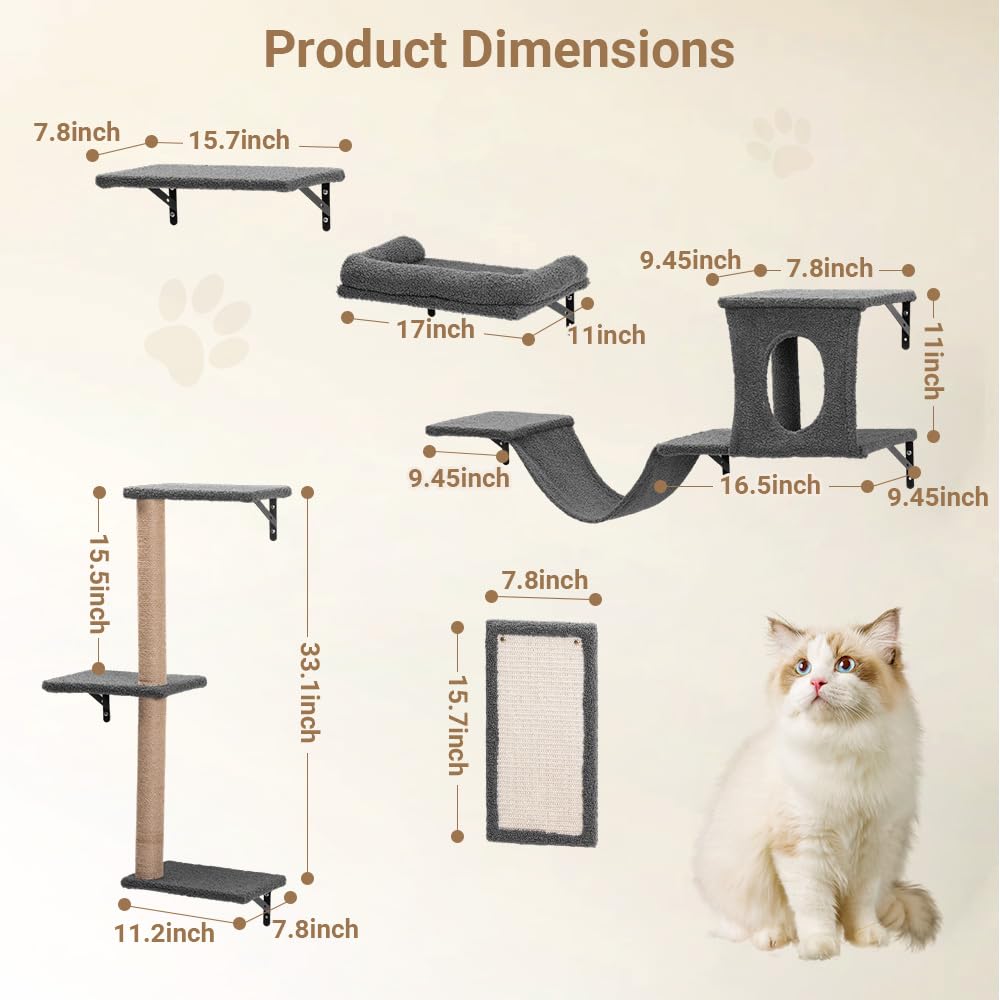PawGiant Cat Wall Shelves perches provide elevated lounging and climbing for curious cats.