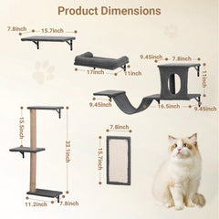 PawGiant Cat Wall Shelves perches provide elevated lounging and climbing for curious cats.