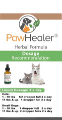 PawHealer cat bladder remedy bottle-label highlights herbal blend for long-term urinary wellness.