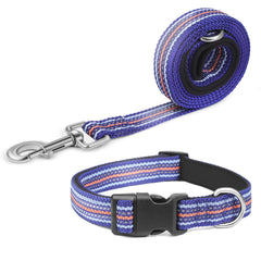 PawHuggies reflective dog collar in dark blue improves nighttime visibility