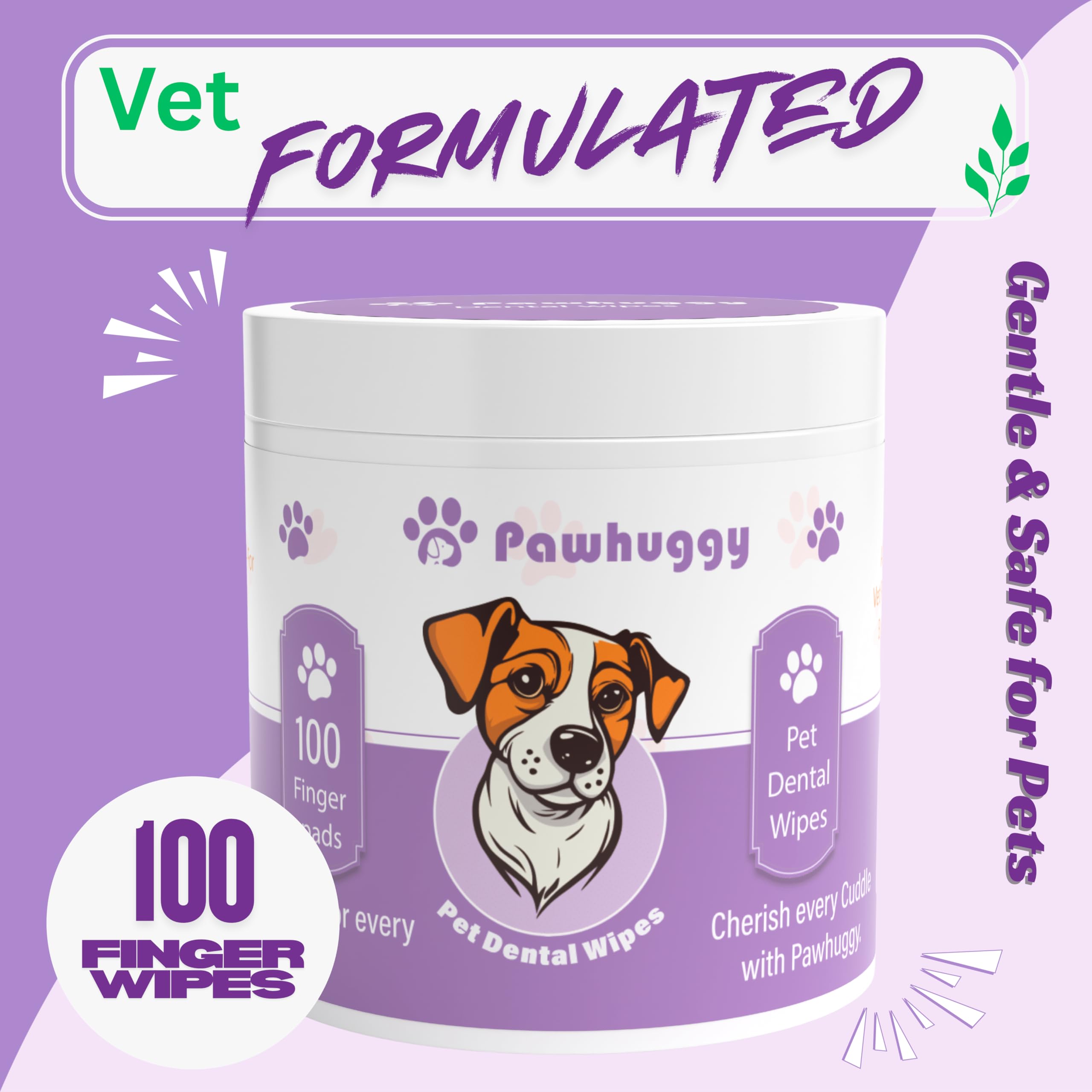 Pawhuggy pet dental wipes usage demo for quick fresh breath after meals.