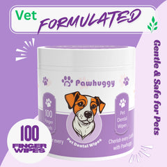 Pawhuggy pet dental wipes usage demo for quick fresh breath after meals.