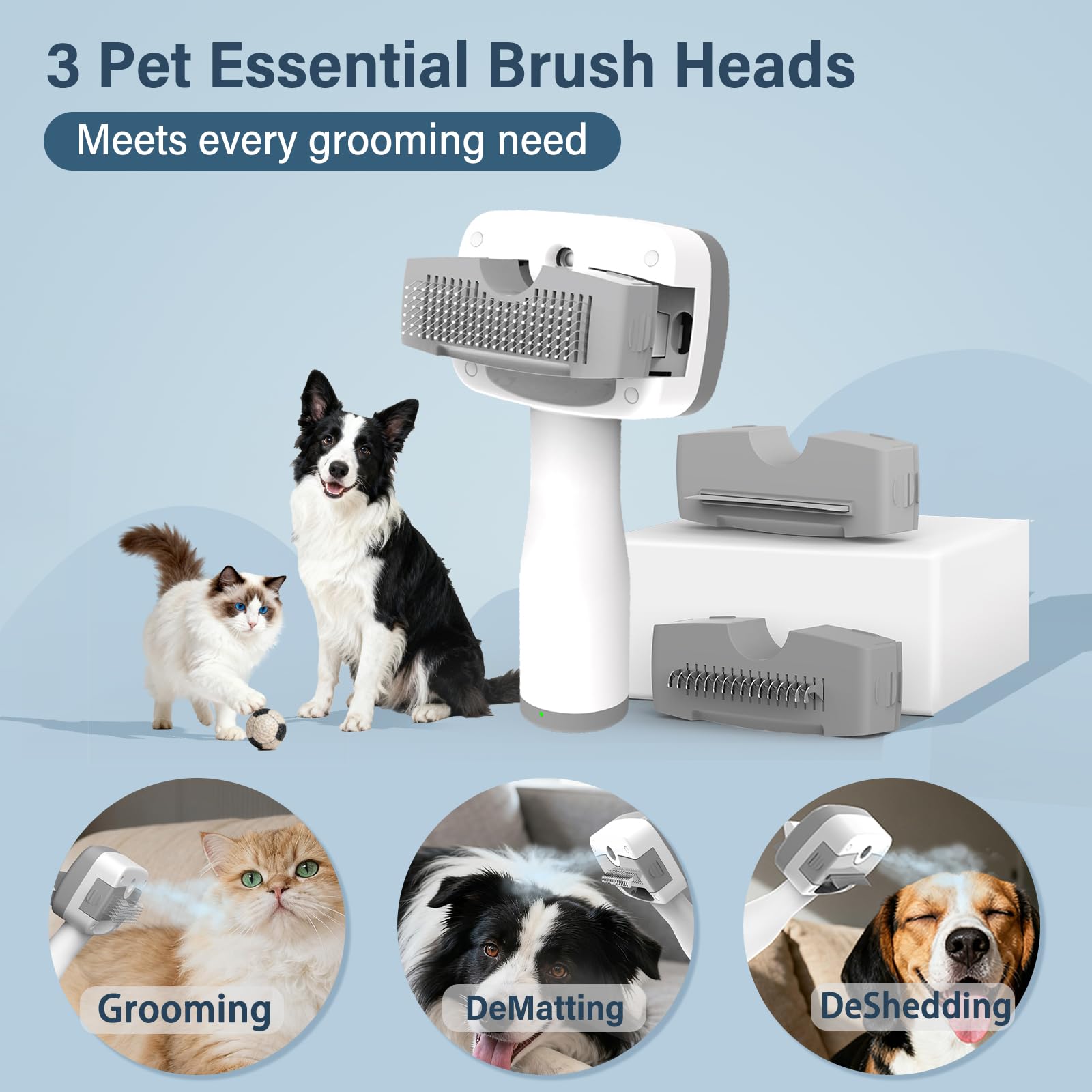 Pawimood Pet Steam Brush side view highlighting compact, travel-ready design for on-the-go grooming