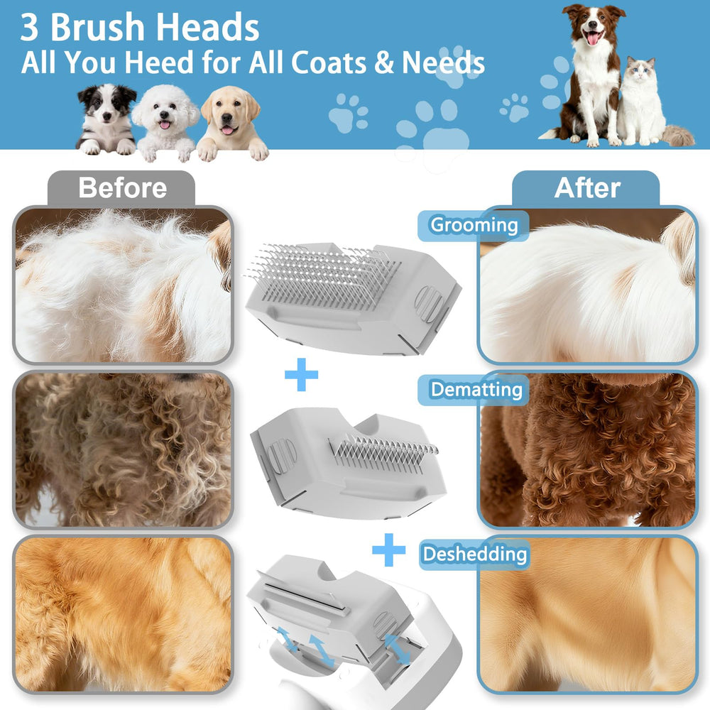 Pawimood steam brush heads attachments for deshedding, dematting, and daily grooming.