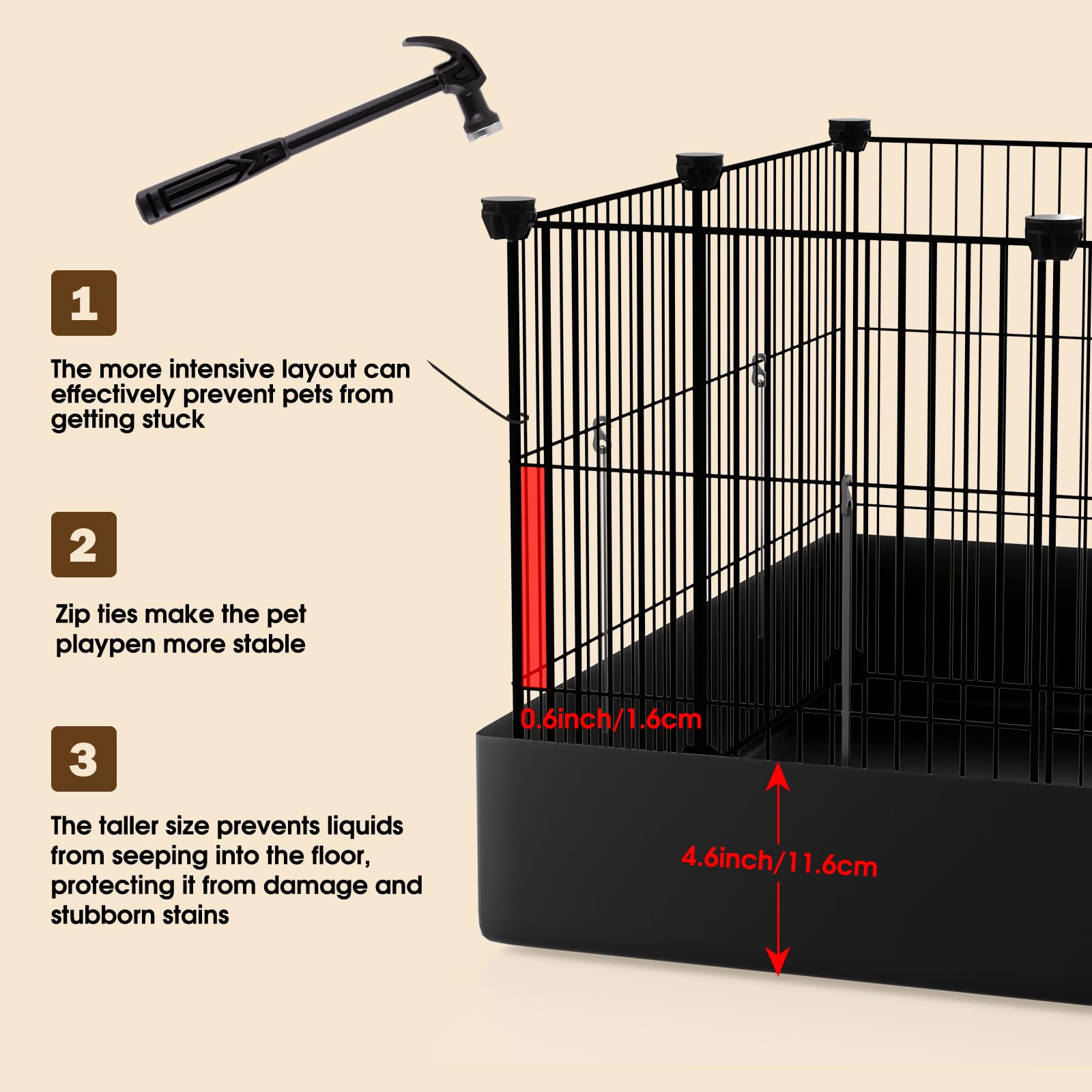 PAWING built-in door provides easy access and supervision during play.