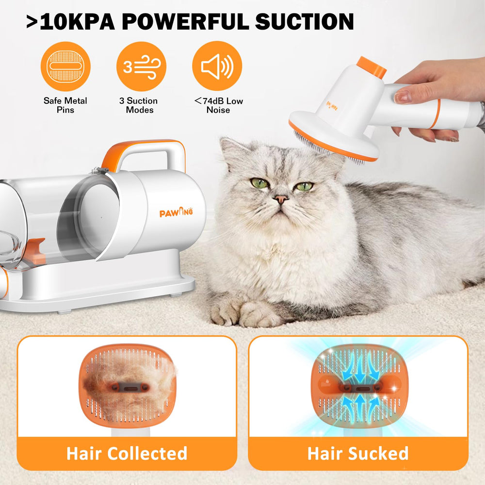 PAWING grooming kit close-up showing clippers and brush for detangling