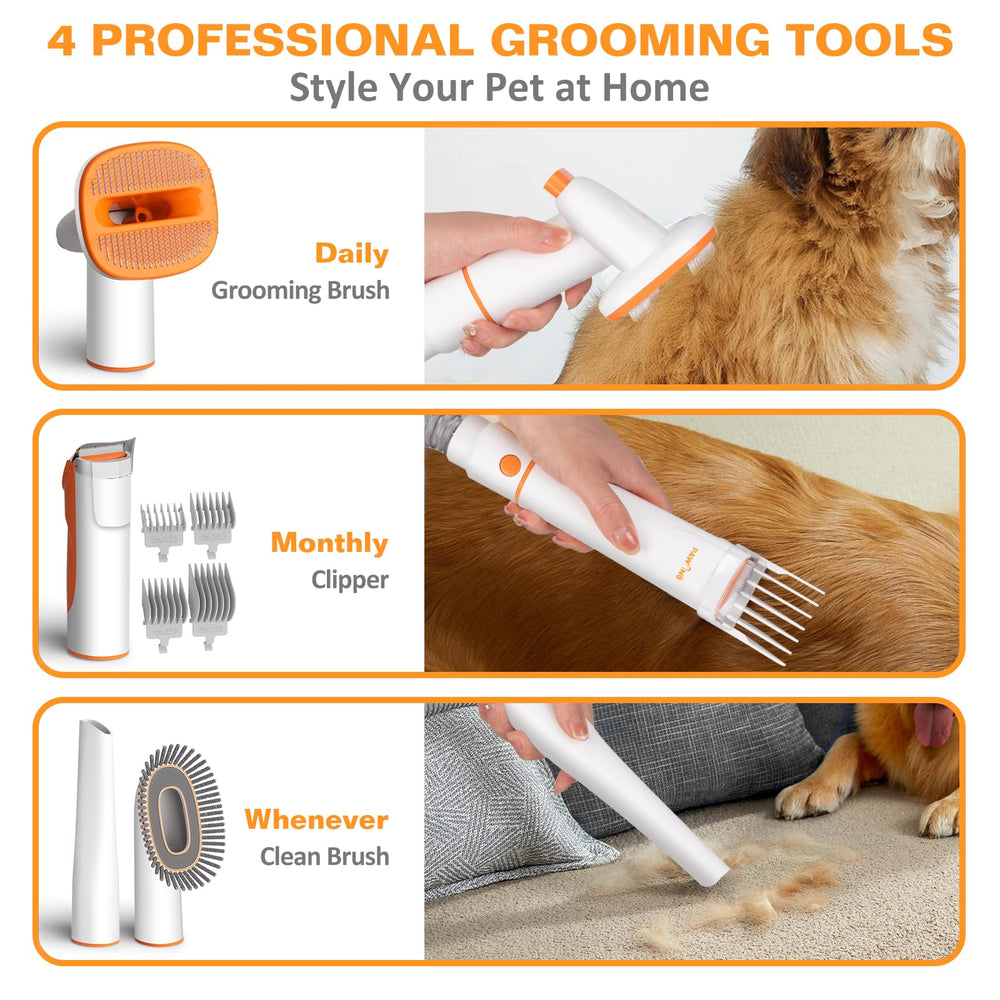 PAWING vacuum nozzle head capturing hair on floor surface for easy cleanup