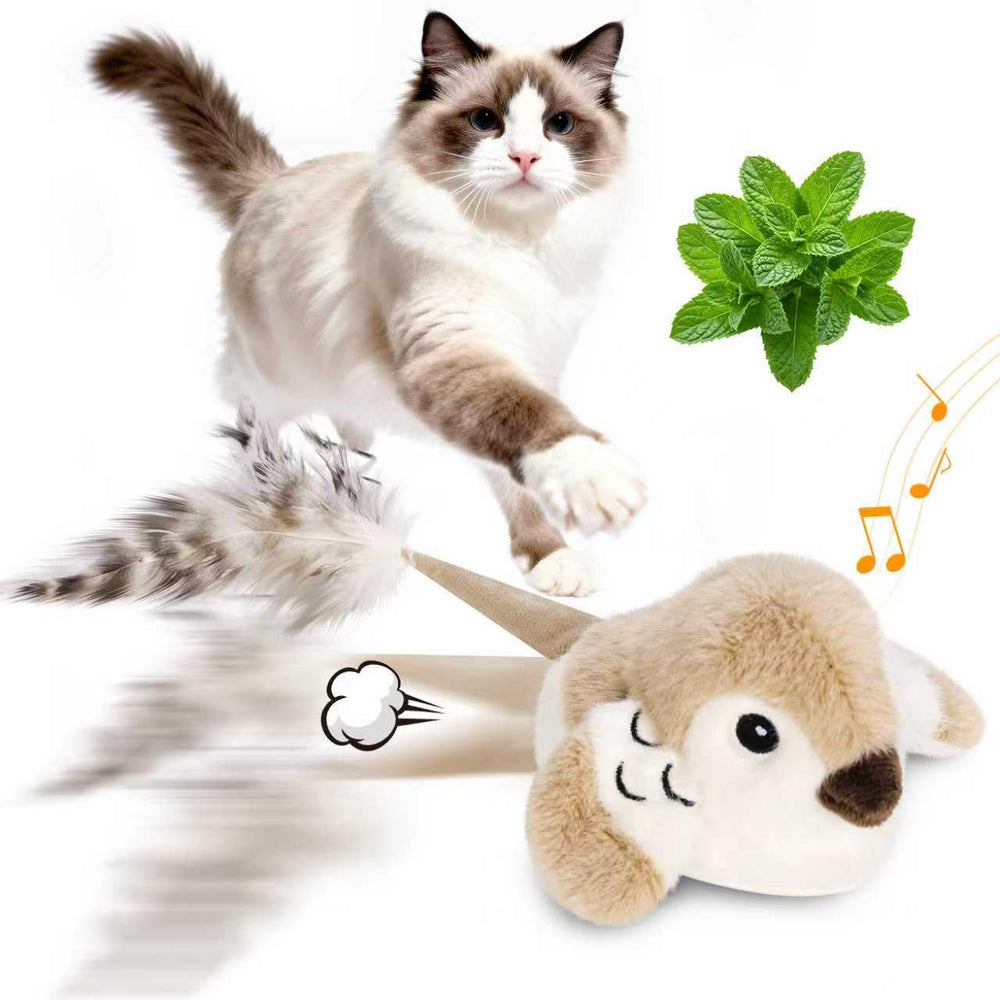 Pawingcat Bird Toy angle shot—interactive movement sparks hunting instincts during play.