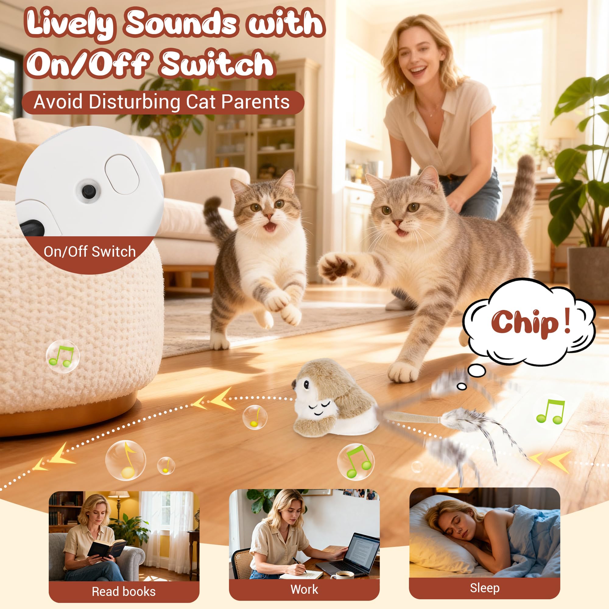 Pawingcat Bird Toy Type-C charging view emphasizing quick, convenient recharges.