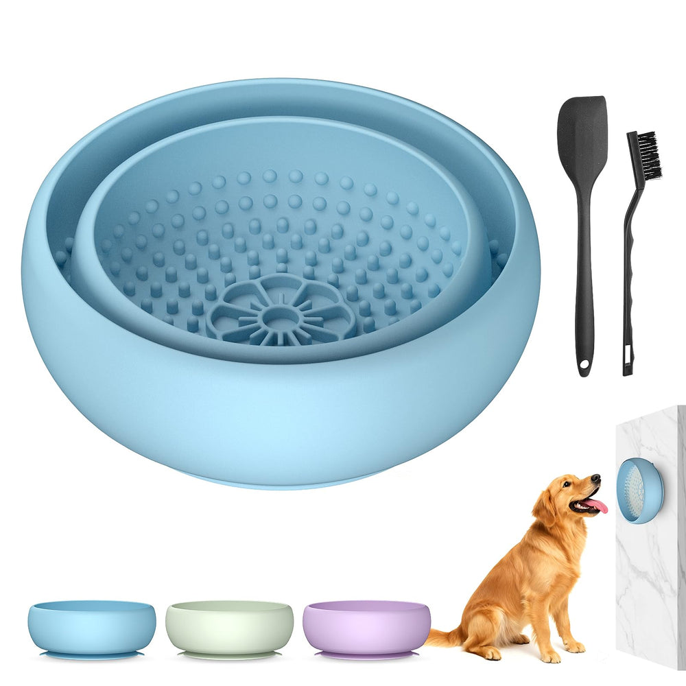 Pawwinner blue lick bowl set on a clean surface for slow feeding and enrichment.