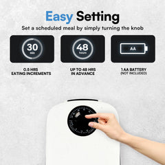 PAWISE Automatic Pet Feeder dispensing area focused on accurate 1.5-cup portions.