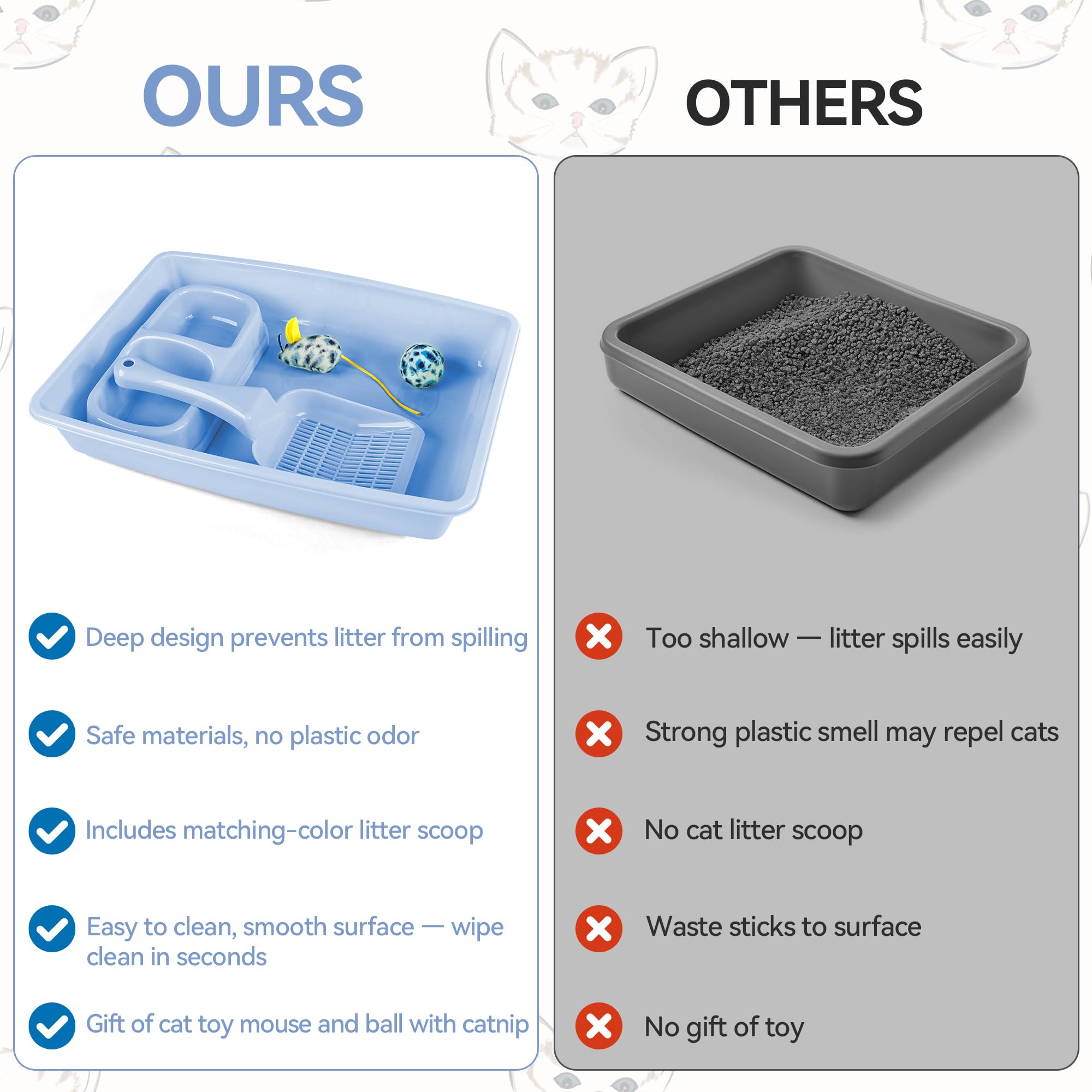 PAWISE helps keep the small litter box fresh with a dedicated scoop.