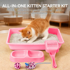 PAWISE cat litter box set pink top view showing compact design