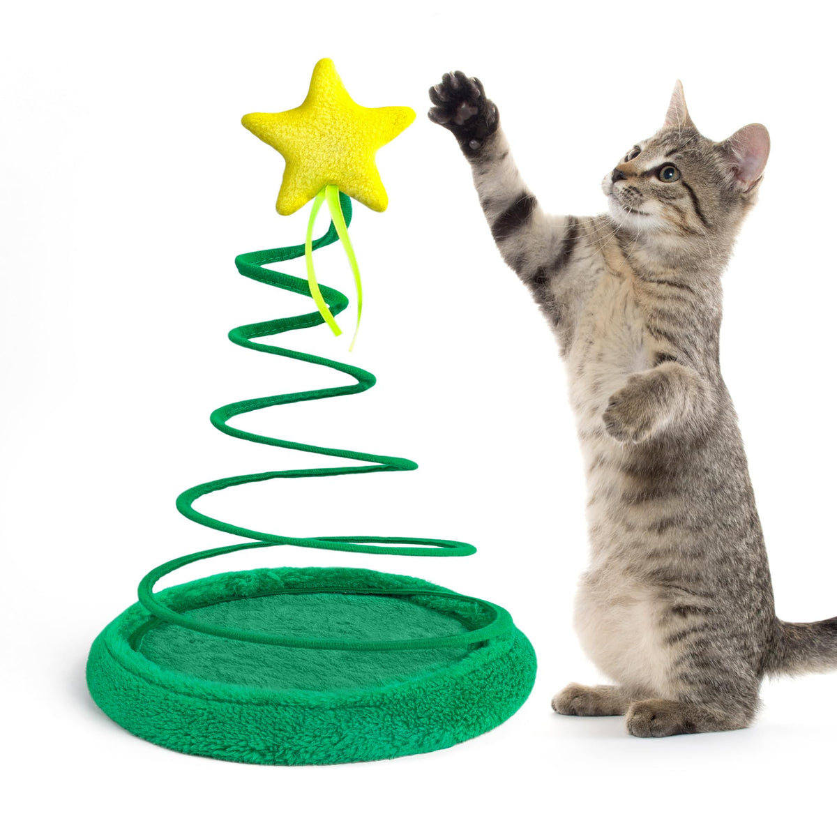 PAWISE Christmas Tree toy front view encourages interactive play and festive atmosphere.