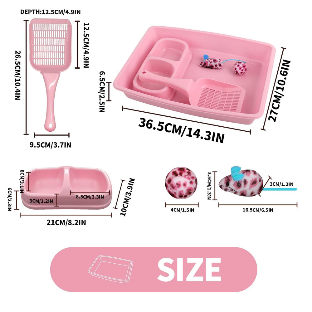 PAWISE pink cat bowl dual compartments for meals and hydration during kitten growth