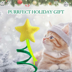 PAWISE plush Christmas tree toy in action with spiral spring plate for chasing