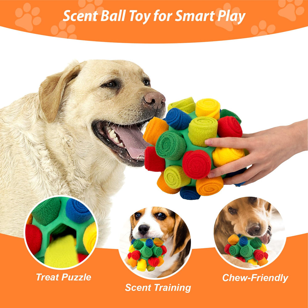 PAWISE Snuffle Ball treat-hiding action demonstrates slow feeding potential