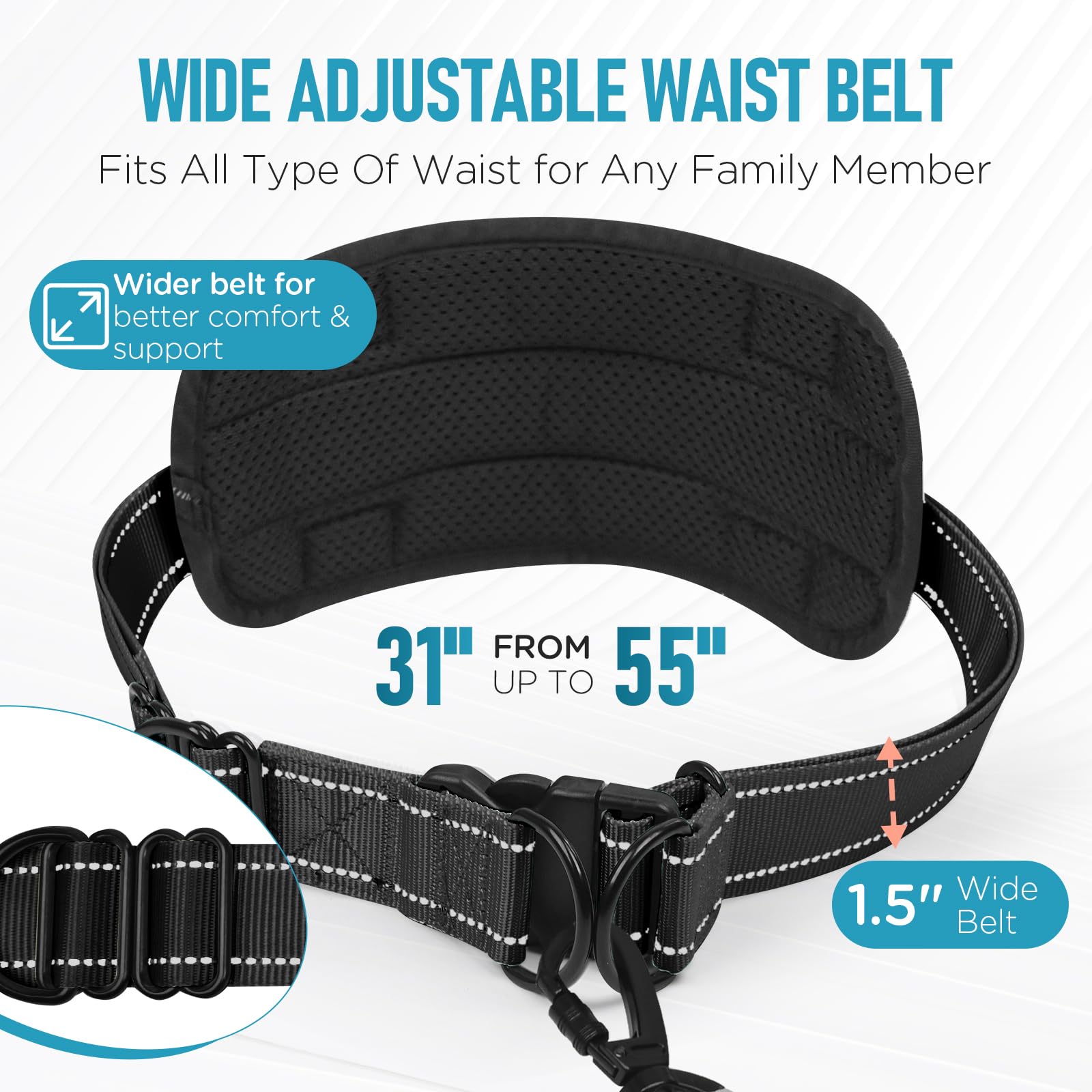 PawistaPal adjustable-length leash adapts to crowded sidewalks or open spaces.