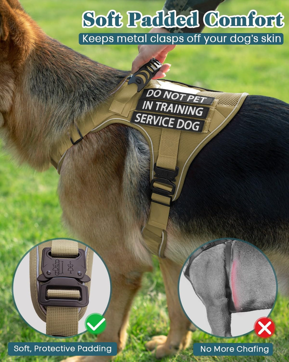 PawistaPal service dog vest with front clip to redirect movement and reduce pulling.
