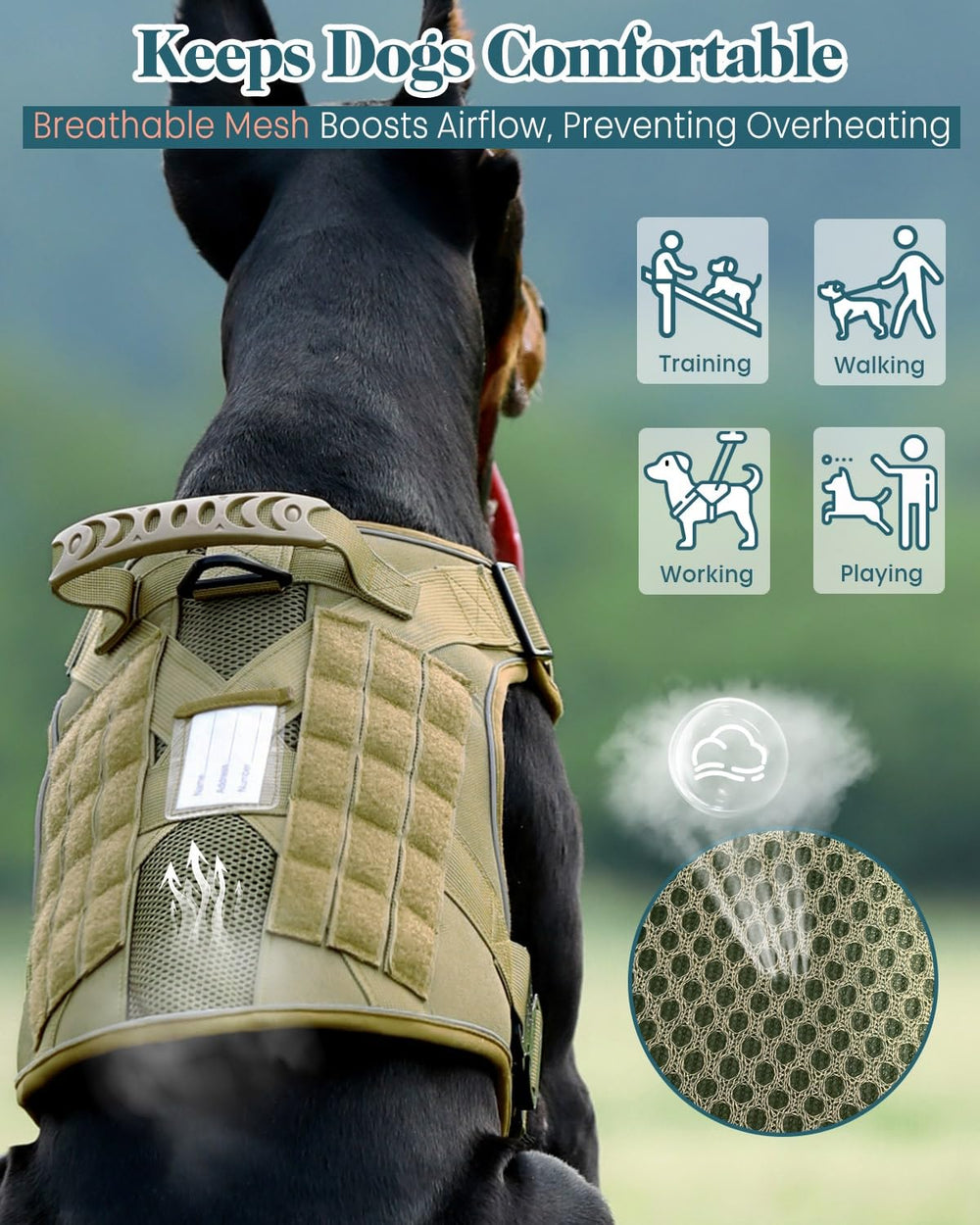 PawistaPal service dog vest side profile highlighting 4-point adjustability for a snug fit.
