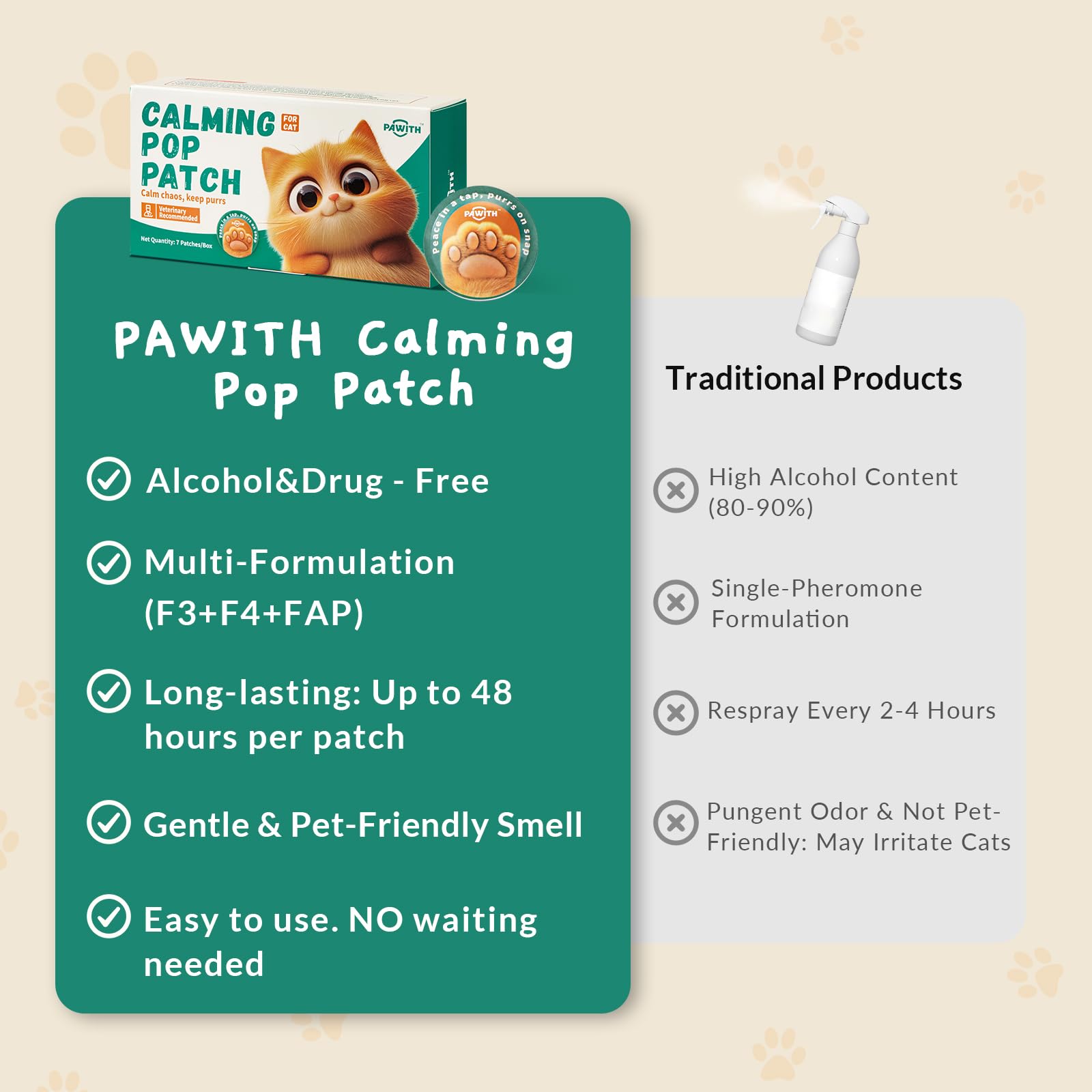 Pawith Cat Calming Patch on-crate illustrates simple placement to ease crate anxiety
