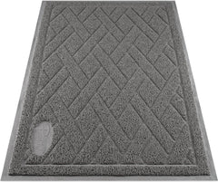 Pawkin cat litter mat front view; durable gray surface for reduced tracking.