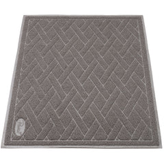Pawkin cat litter mat gray color hides dust while guiding litter away.