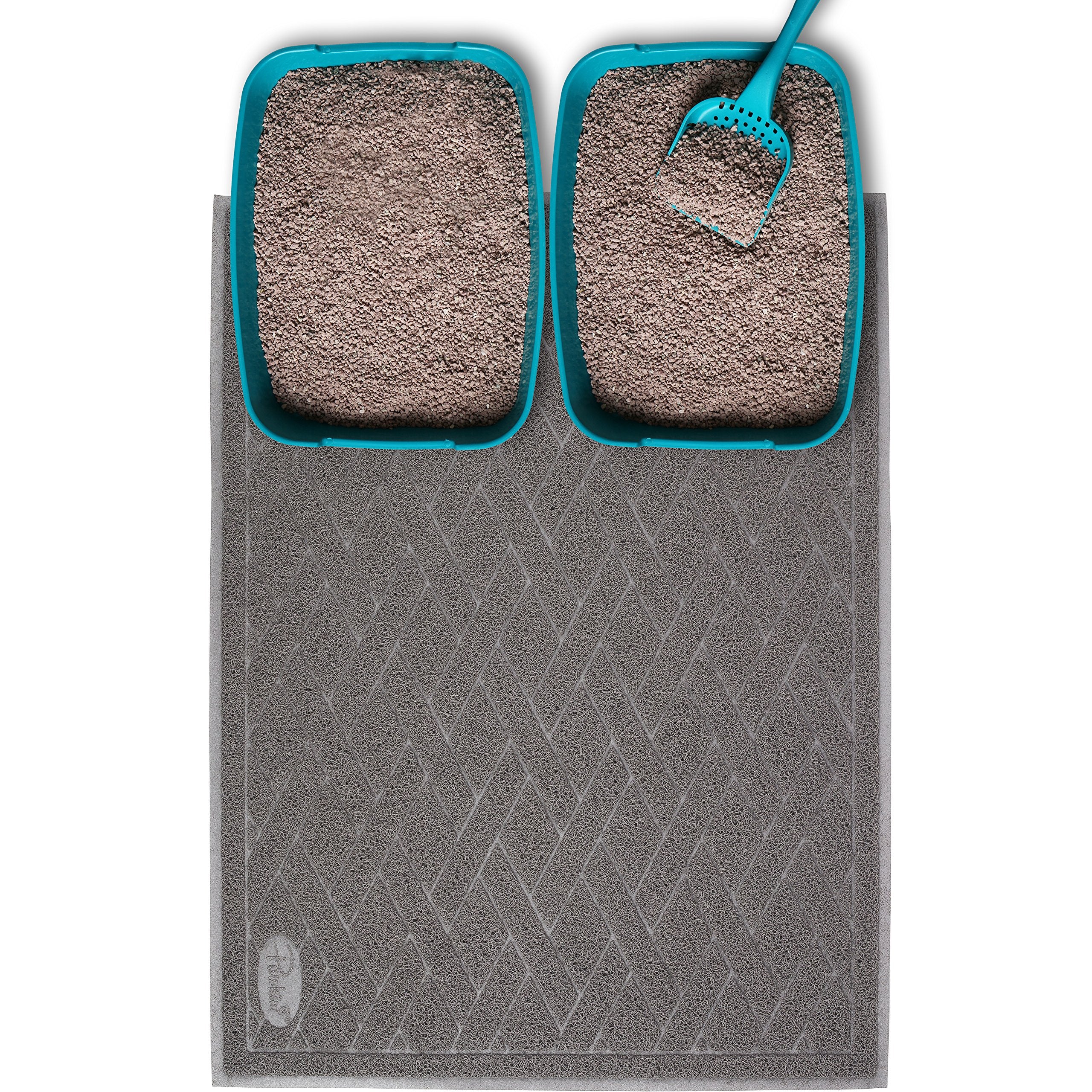 Pawkin cat litter mat two-box coverage reduces tracked litter.