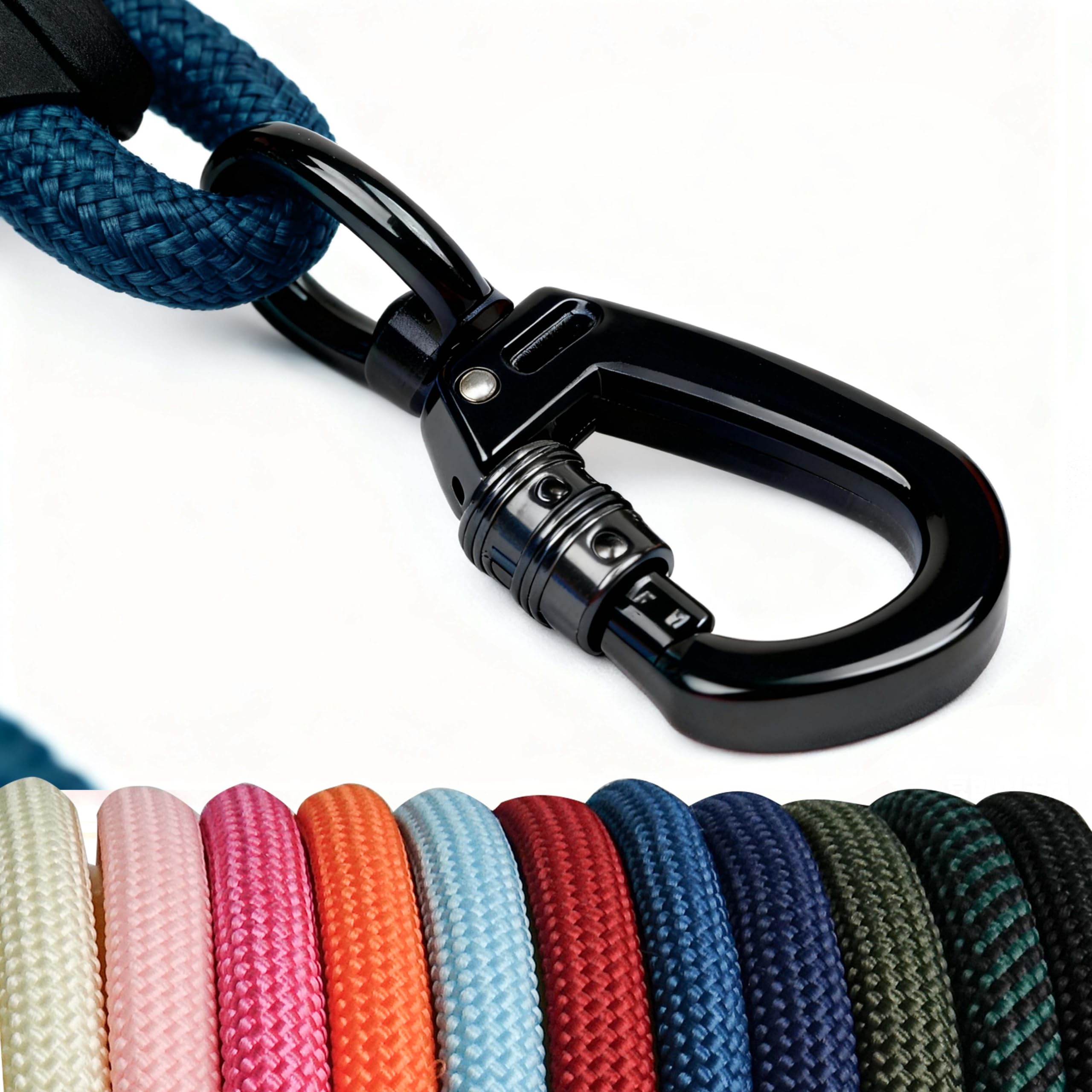 Pawkooly Rope Dog Leash secure metal clip with safety lock
