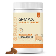 Pawlabs G-Max joint-support bottle front shows premium packaging for joint health support.