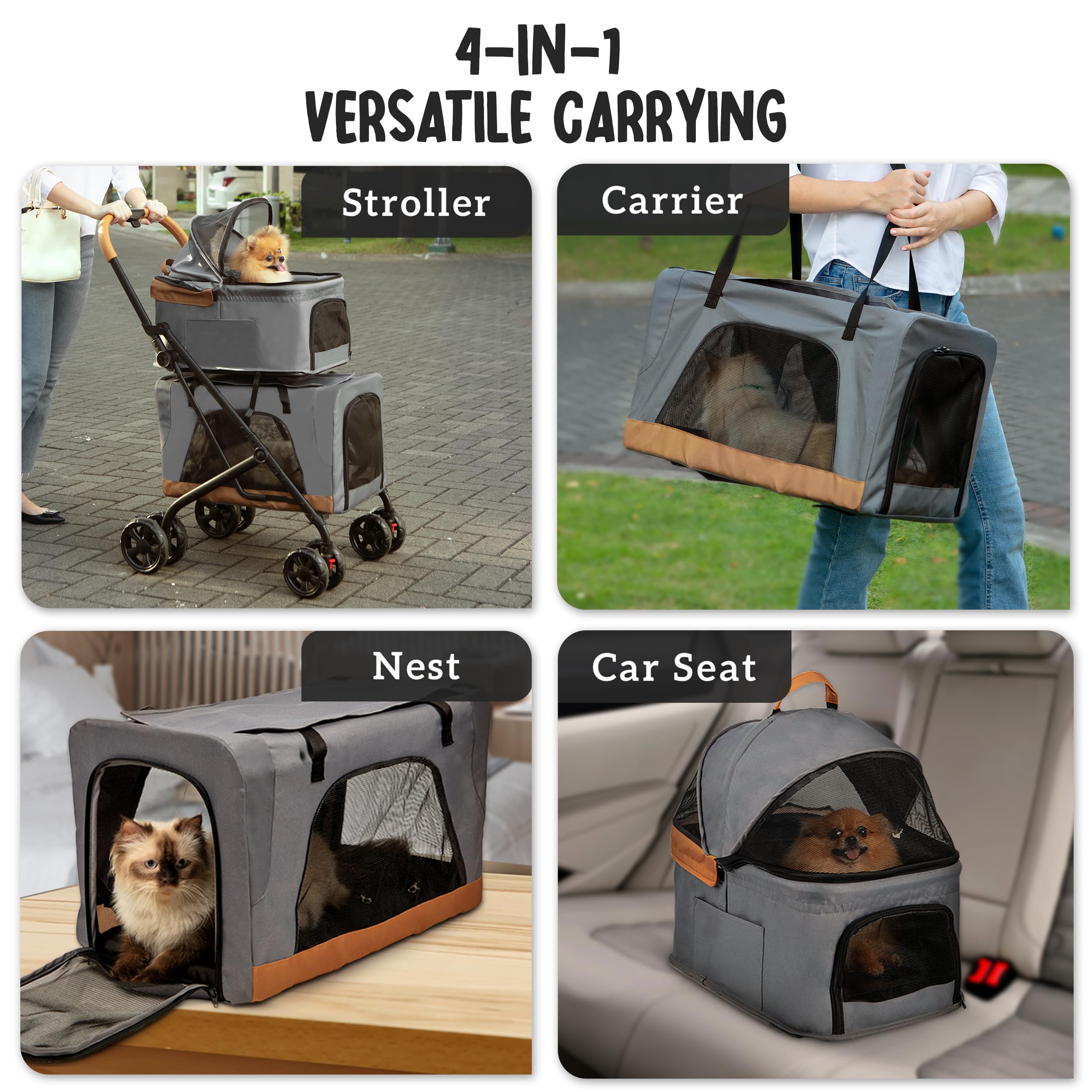 PAWLALA detachable carriers top view highlights customizable setup for two-pet configurations.