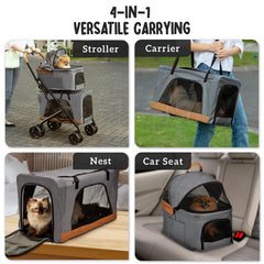 PAWLALA detachable carriers top view highlights customizable setup for two-pet configurations.
