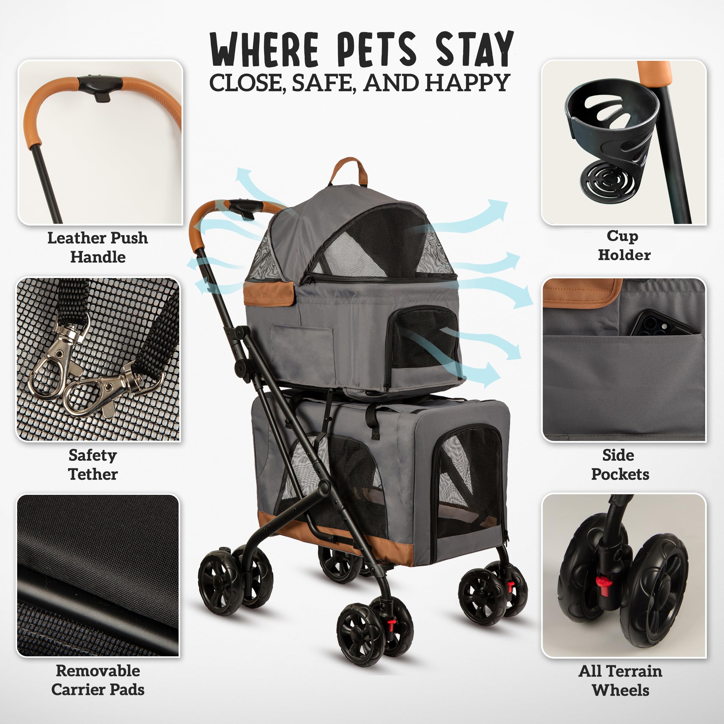 PAWLALA safety belts close-up emphasizes secure rides for small to medium pets.