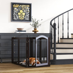 PAWLAND espresso finish gate with wood frame and metal interior for durability and style