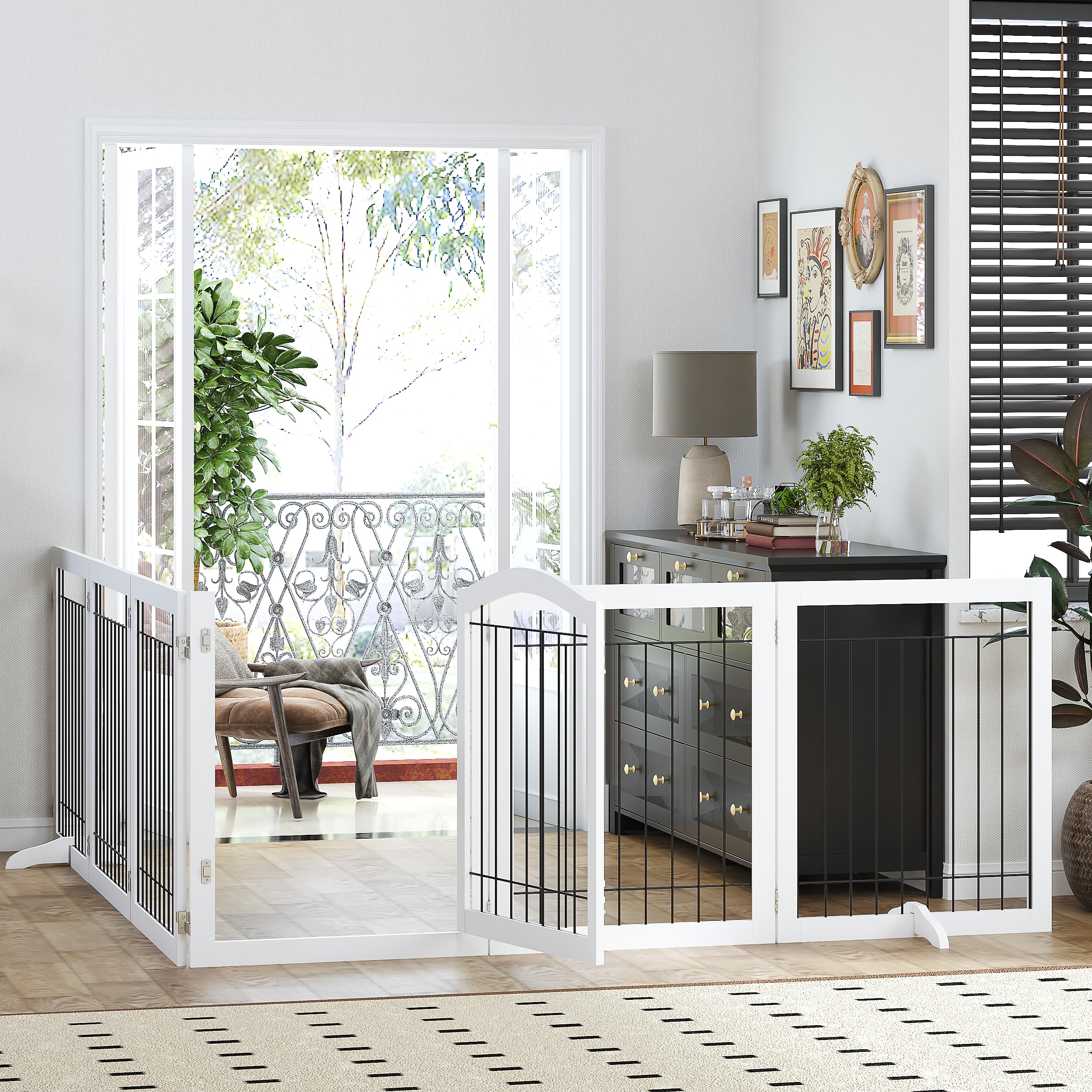 PAWLAND FSC-certified wood dog gate adds eco-friendly decor.