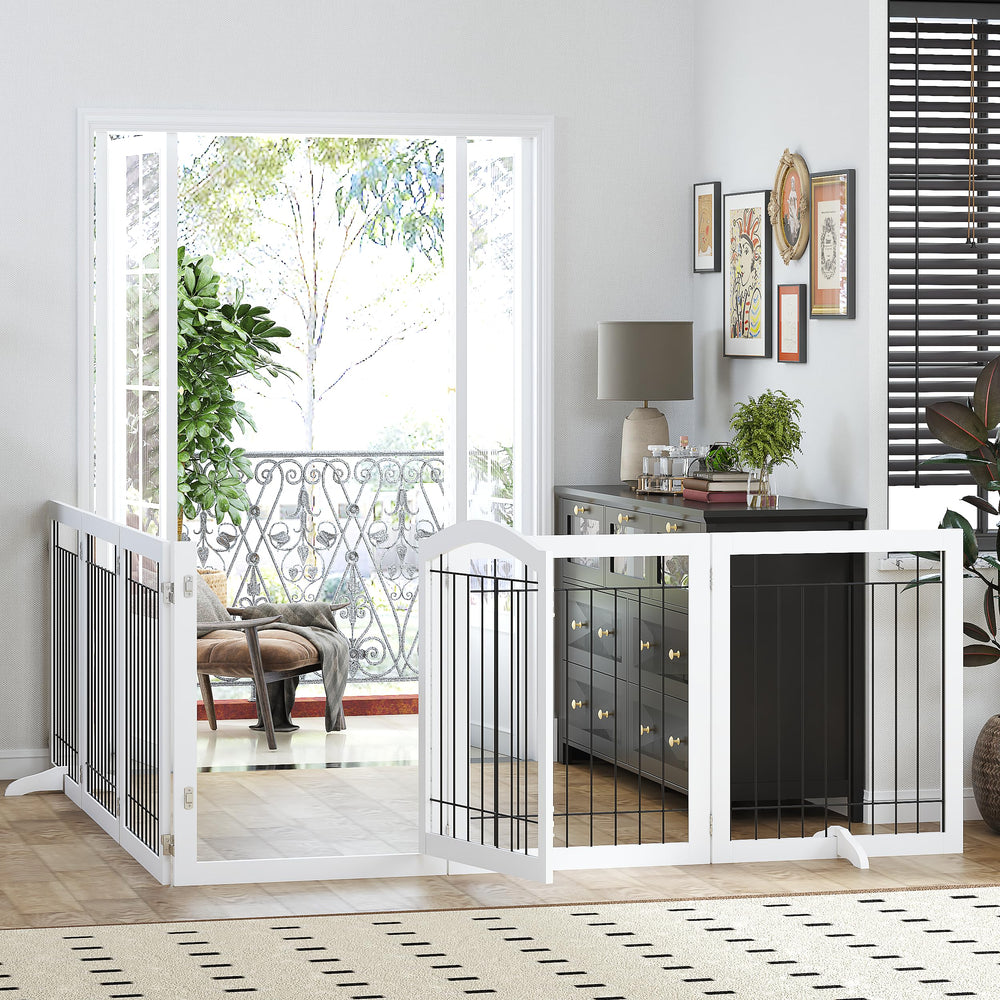PAWLAND FSC-certified wood dog gate adds eco-friendly decor.
