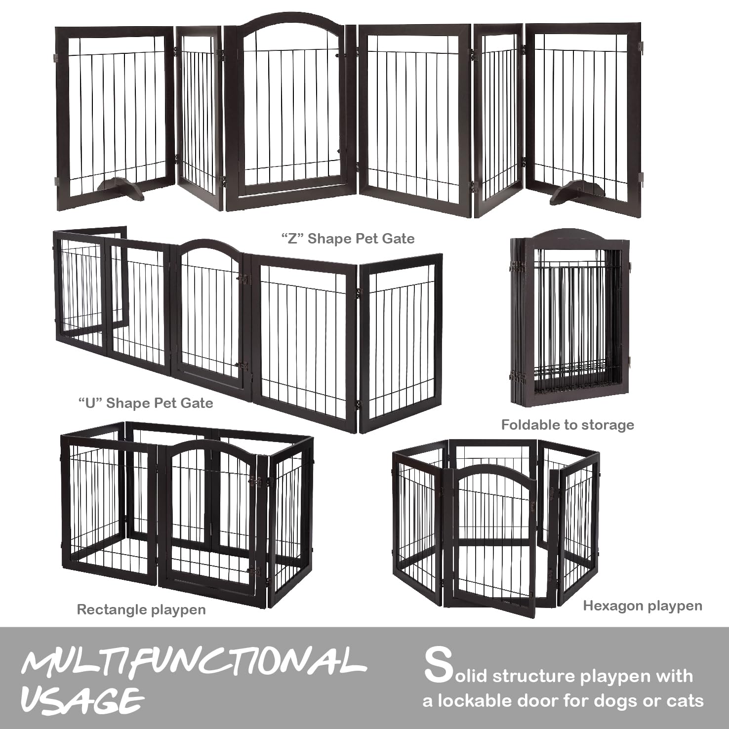 PAWLAND six panel configuration maximizing coverage in doorways and hallways