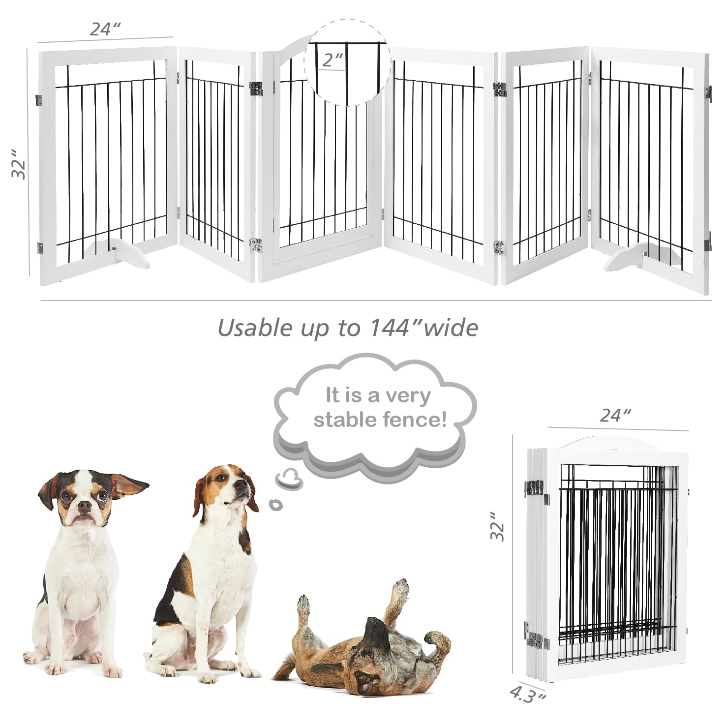 PAWLAND white freestanding gate fitted in a doorway for quick safety setup.