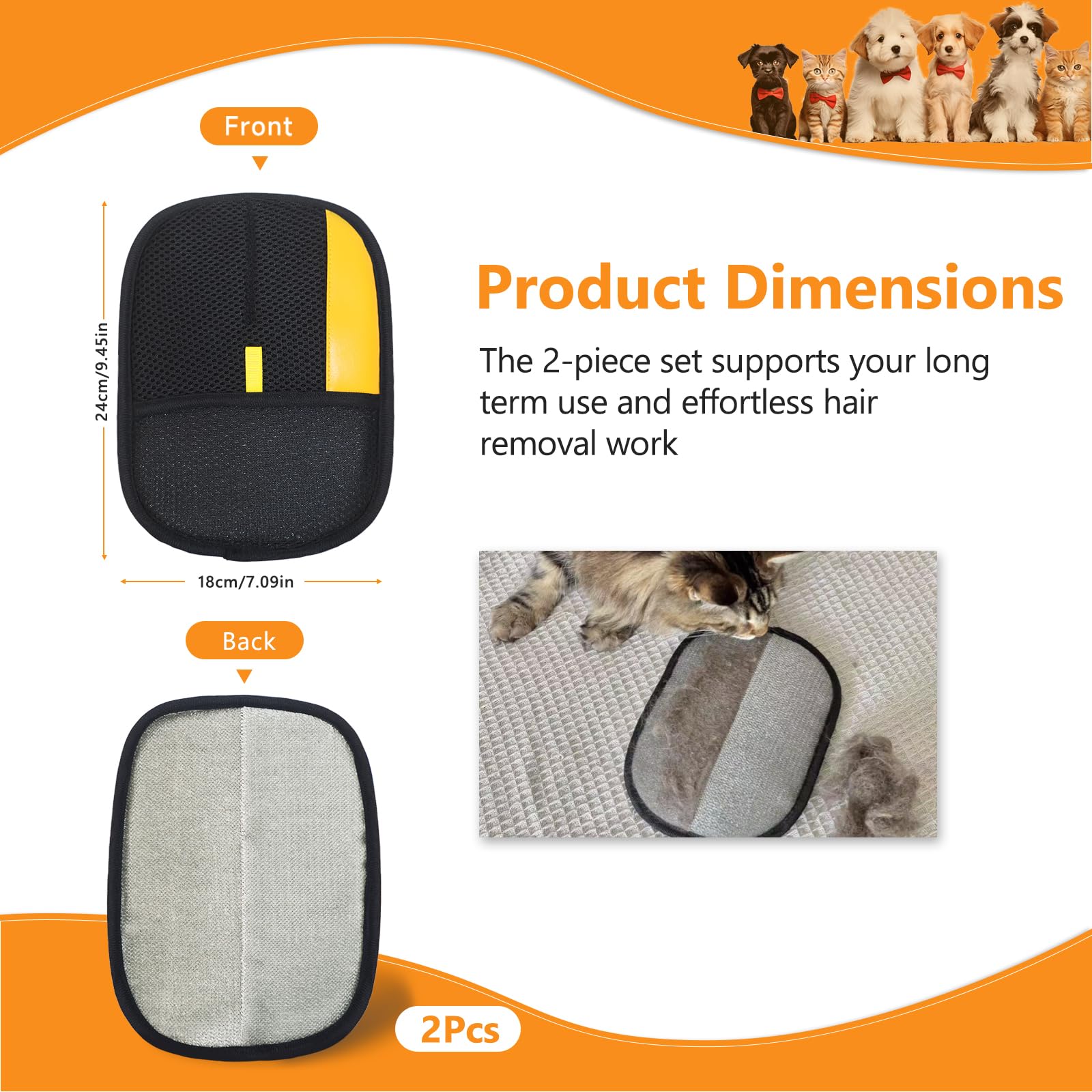 Pawlcoxy washable reusable glove for repeat pet hair removal