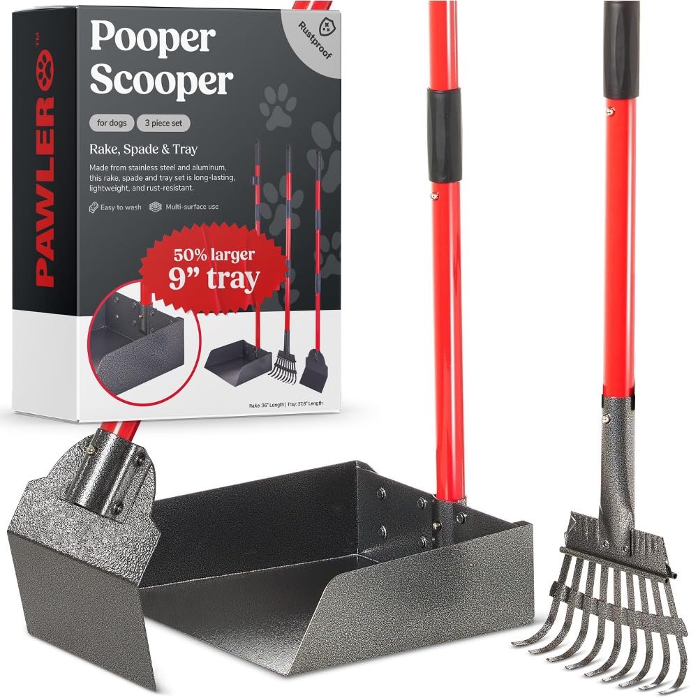 Pawler Pooper Scooper large-dogs-metal-tray for quick yard cleanup