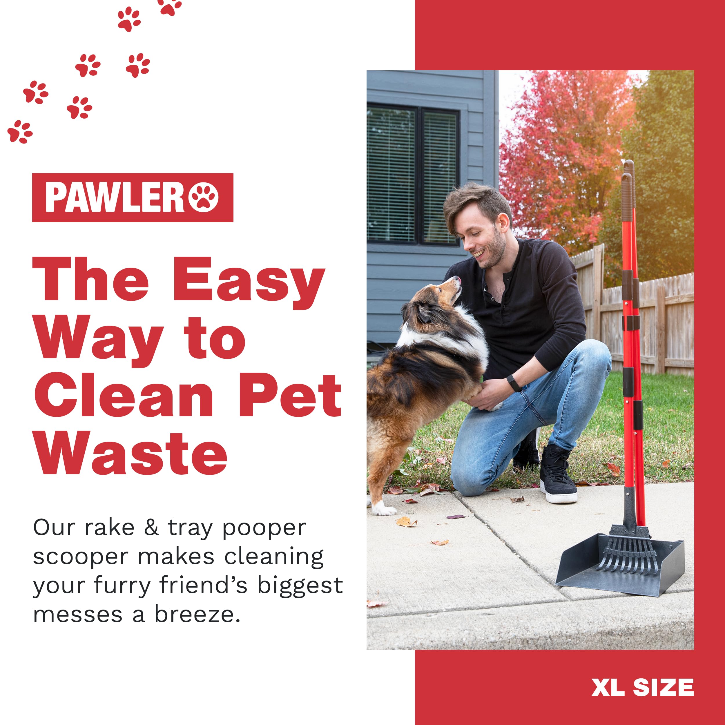 Pawler Pooper Scooper large 9x9.5-inch tray holds more waste per scoop.